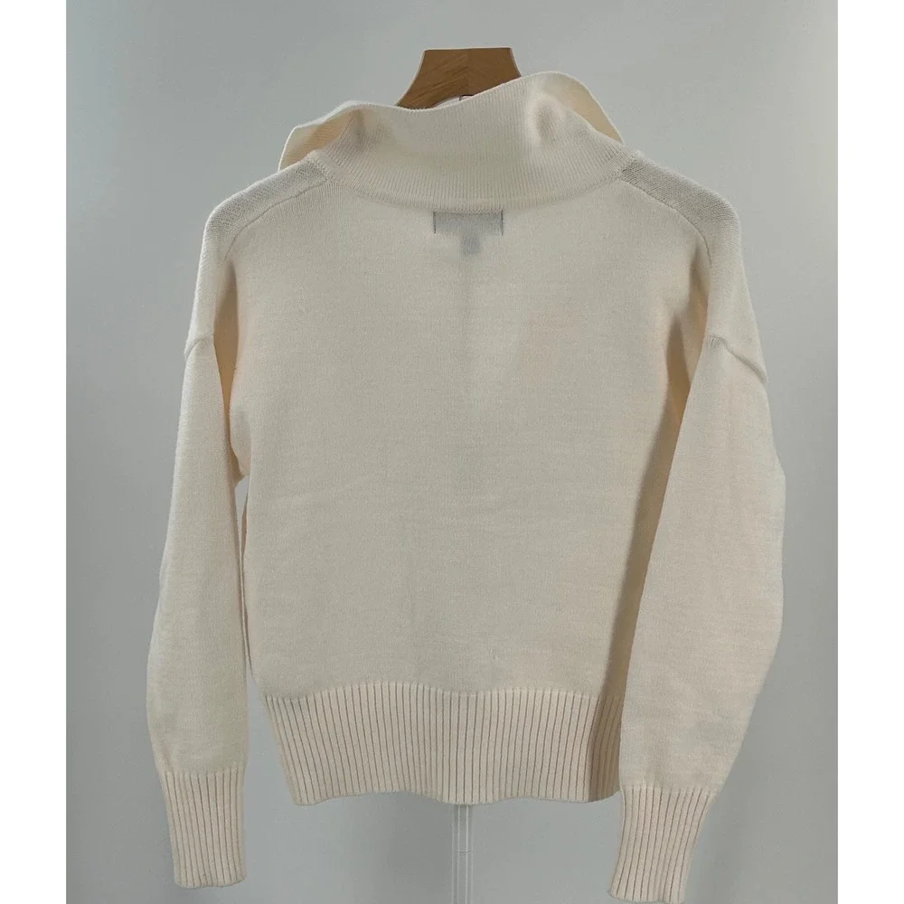 Truth by Republic Cream V-Neck Polo Collar Knit Sweater Womens XS Off White - Picture 5 of 9